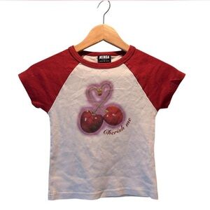 Y2K Cropped Top XS Minga White Graphic